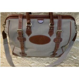 Brooks Brothers Tan heavy duty  Canvas Duffel/Weekender with Brown Leather Trim